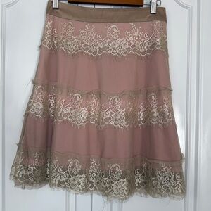 Downeast Basics Women's Pink Lace Trim A-Line Skirt